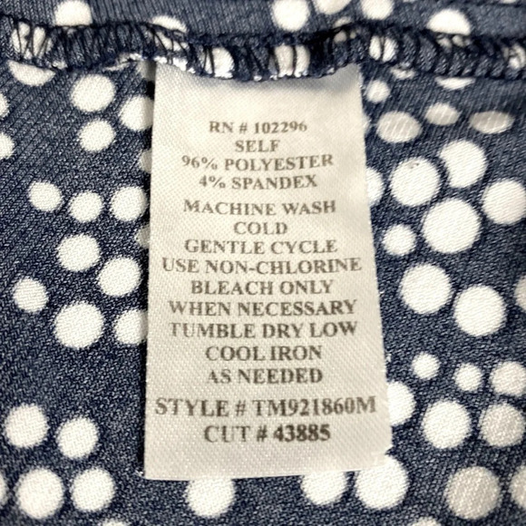 Connected Apparel Navy Blue & White Polka Dot V-Neck Jersey A-Line Dress Size 6 - Picture 8 of 8